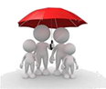 Family of Caricatures under Red Umbrella Image