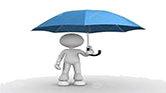 Single Caricature under Bliue Umbrella